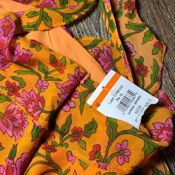 Veronica Beard NWT Silk Randa Top in Hot Orange Multi Size 8 - Picture 6 of 7